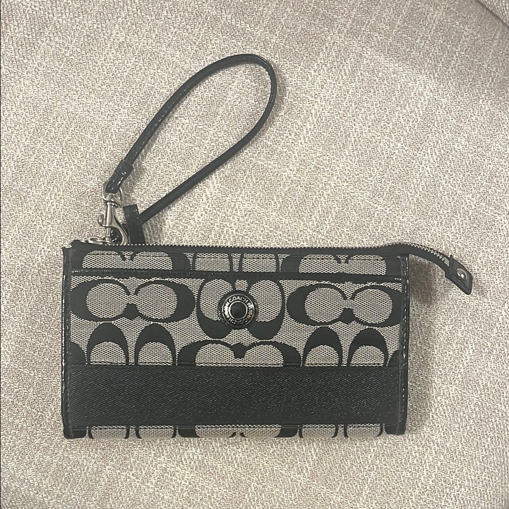 COACH Black and Gray Women's Wristlet